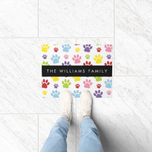 Paillasson Paws Colorés, Motif Paw, Paws Chiens, Votre Nom