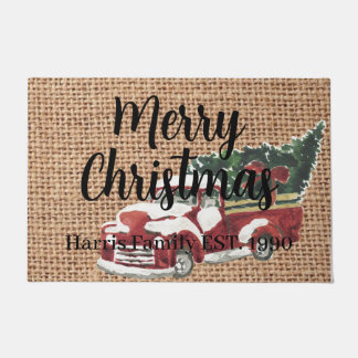 Paillasson Pays camion rouge Nom de famille conception sur bu