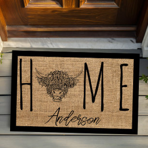 Paillasson Pays Rustique Froid Vache Fausse Toile de Jute Nom
