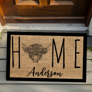 Paillasson Pays Rustique Froid Vache Fausse Toile de Jute Nom
