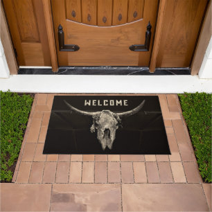 Paillasson Pays Western Bull Skull Rustique Vintage Bienvenue
