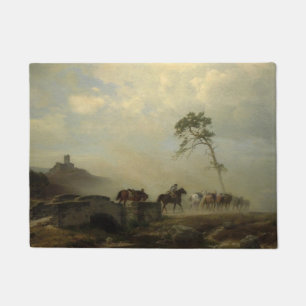 Paillasson Paysage avec ruines du château et cavaliers
