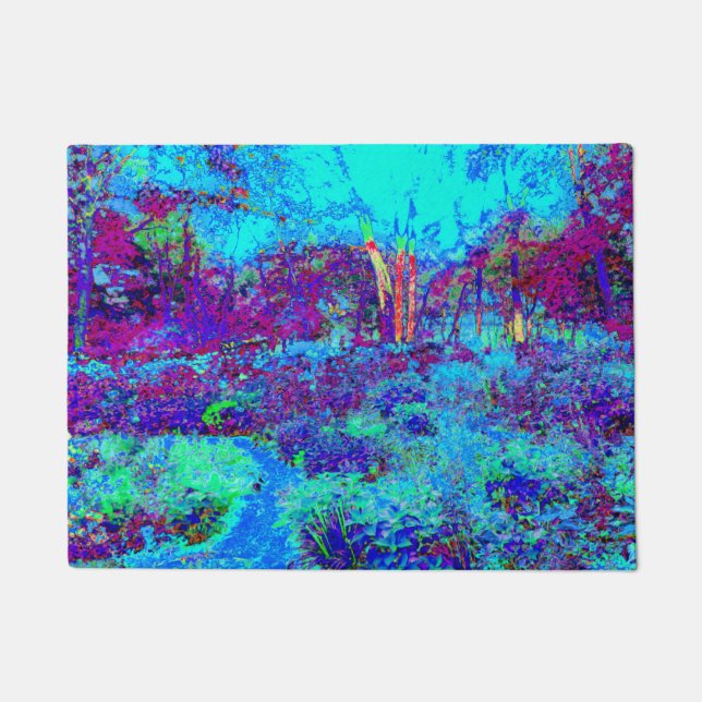 Paillasson Paysage de jardin bleu impressionniste psychédéliq (Devant)