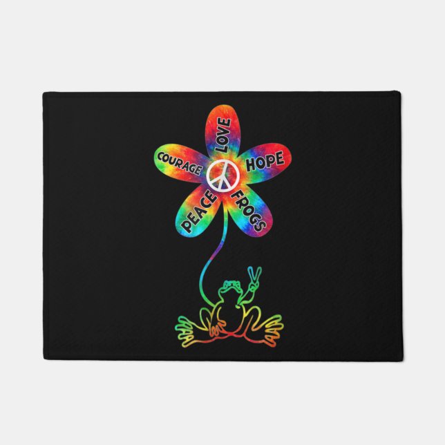 Paillasson Peace Courage Aimer Hope Frogs Hippie (Devant)