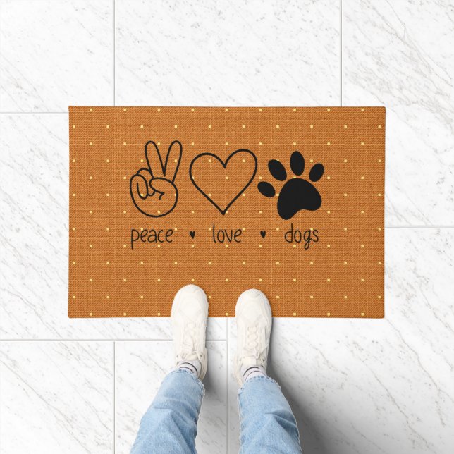 Paillasson Peace Hand Love Heart Dogs Paw Cute Home (Intérieur)