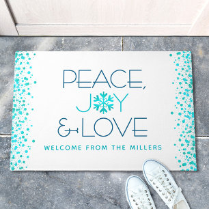 Paillasson Peace Jove Love Holiday Turquoise Snowflake Nom