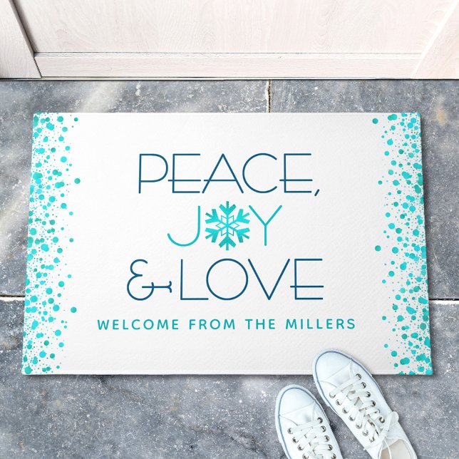 Paillasson Peace Jove Love Holiday Turquoise Snowflake Nom (Créateur téléchargé)