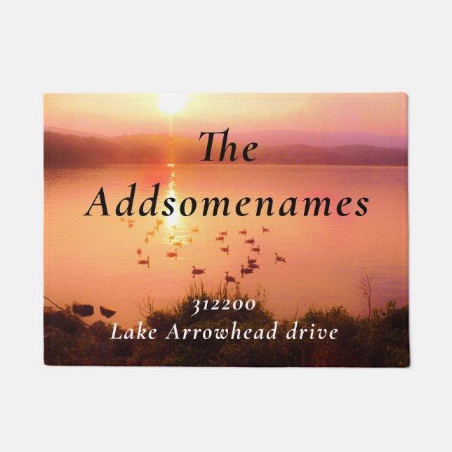 Paillasson Peach lake sunset Nom de famille Adresse (Devant)