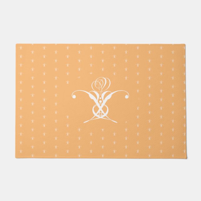 Paillasson Peach Retro White Flourd Rose (Devant)