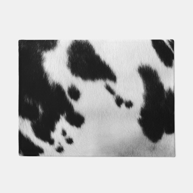 Paillasson Peau noire et blanche de vache à Faux (Devant)