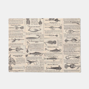 Paillasson Pêche vintage leures : pêcheur d'antiquité des ann