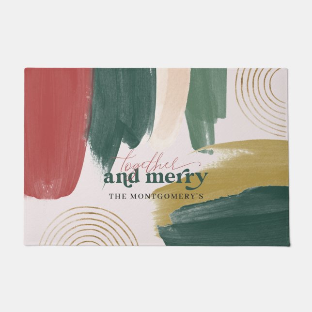 Paillasson Peinture Abstraite Moderne | Monogramme de Noël (Devant)
