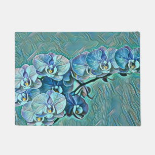 Paillasson Peinture bleu violet de fleurs d'orchidées mignonn