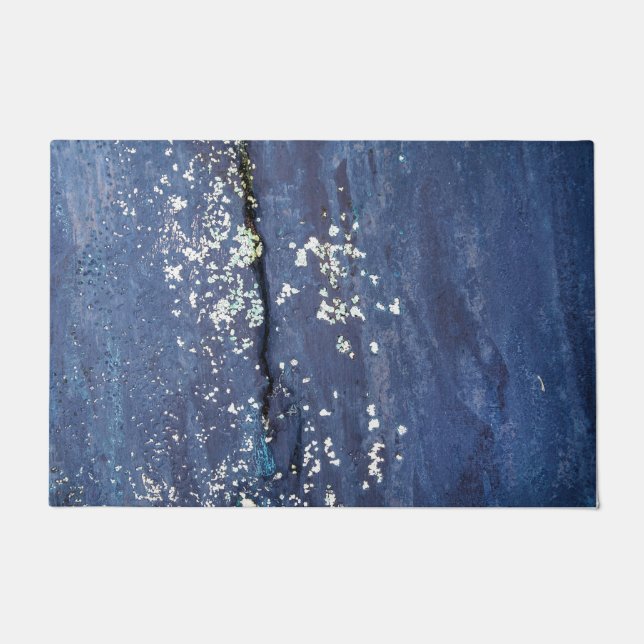 Paillasson Peinture bleue patinée Abstraite (Devant)