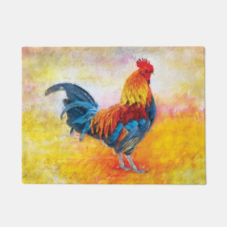 Paillasson Peinture colorée d'art numérique de coq