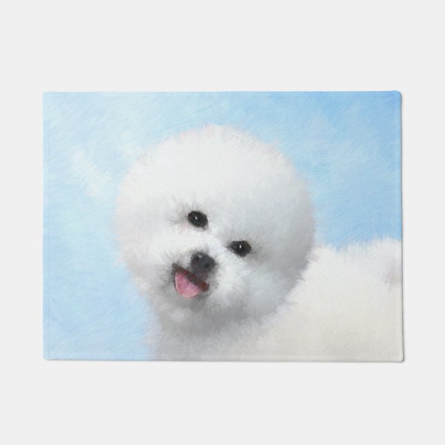 Paillasson Peinture de Bichon Frise - Cute Original Dog Art (Devant)