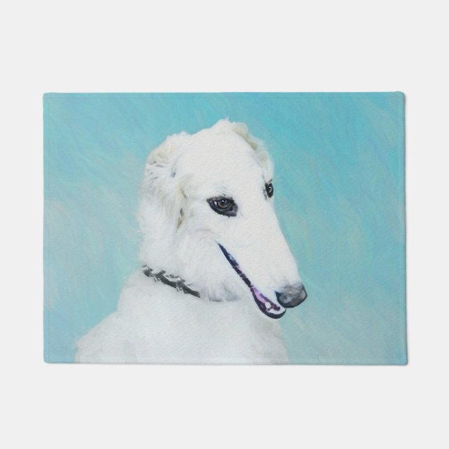 Paillasson Peinture de Borzoi (Blanc) - Joli Chien d'origine (Devant)
