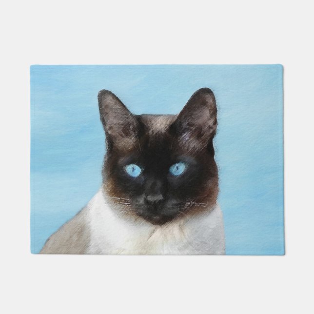 Paillasson Peinture de chats de Siamese - Cute Original Cat A (Devant)