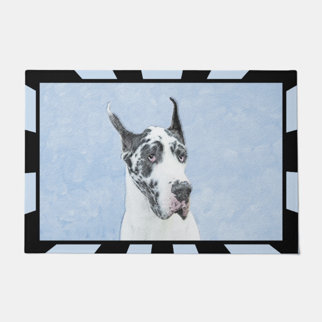 Paillasson Peinture de Great Dane (Harlequin) - Art original  (Devant)