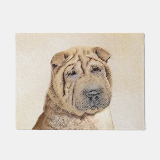 Paillasson Peinture de Shar Pei - Cute Original Dog Art (Devant)