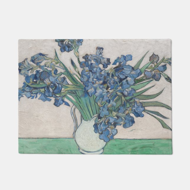 Paillasson Peinture impressionniste Vase d'Iris de Van Gogh (Devant)