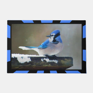 Paillasson Peinture Jay Bleu - Art Oiseau Original