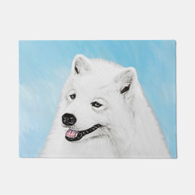 Paillasson Peinture Samoyed - Cute Original Chien Art (Devant)
