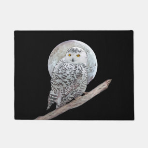Paillasson Peinture sur la Chouette neigeuse et la Lune - Art
