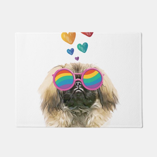 Paillasson Pekingese Dog with Hearts Saint-Valentin (Devant)