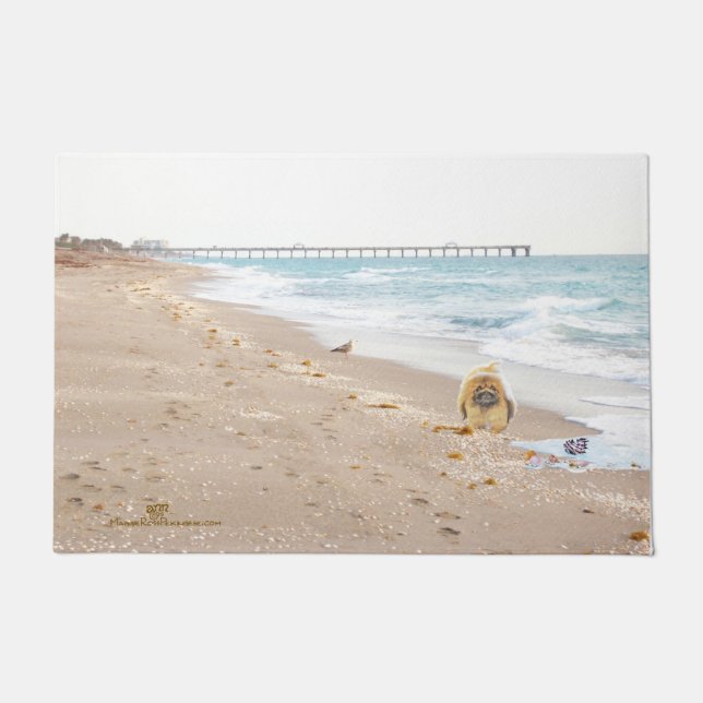 Paillasson Pékinois à la Plage (Devant)