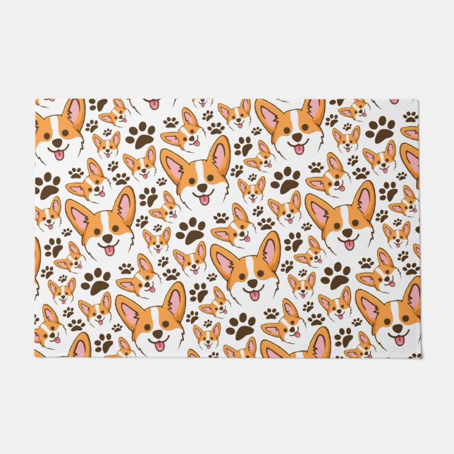 Paillasson Pembroke Welsh Corgi Chien Coquelicot (Devant)