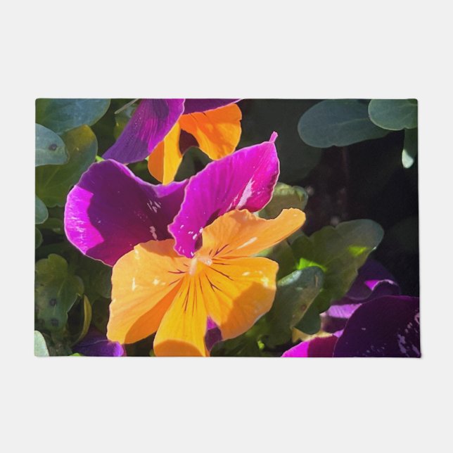 Paillasson Pensée orange et violet (Devant)