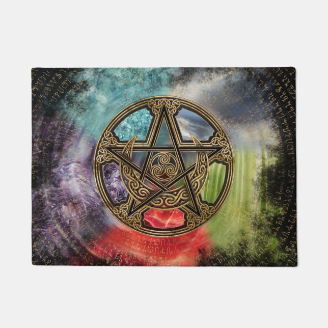 Paillasson Pentacle Elemental Triskelion Lune Ornement (Devant)