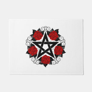 Paillasson Pentagramme aux roses rouges