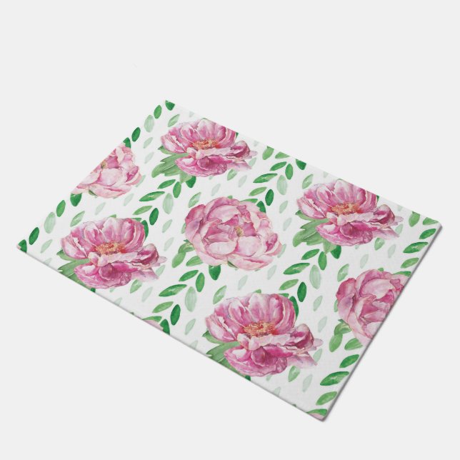 Paillasson Peonies d'aquarelle rose (Incliné)