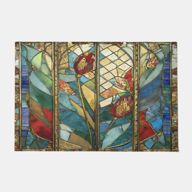 Paillasson Pépites en chef rouges en verre tendu au lever du  (Devant)