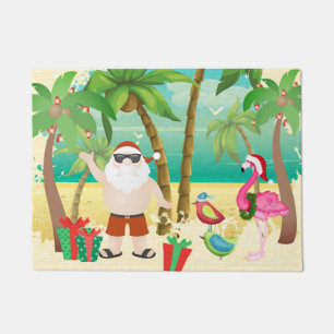 Paillasson Père Noël et oiseaux tropicaux Plage Noël