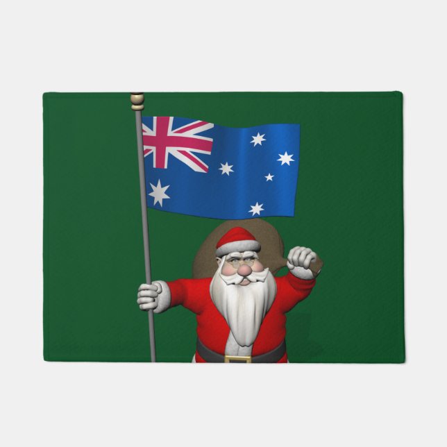 Paillasson Père Noël patriotique en visite en Australie (Devant)