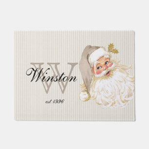 Paillasson Père Noël victorien vintage monogramme neutre