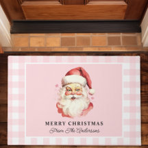 Père Noël Vintage Rose Gingham Noël Personnalisé