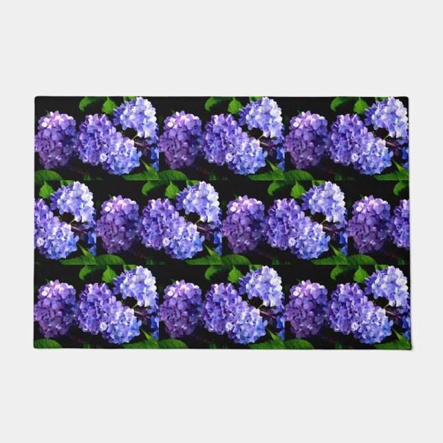 Paillasson Périwinkel hydrangeas violet bleu fleur floral (Devant)