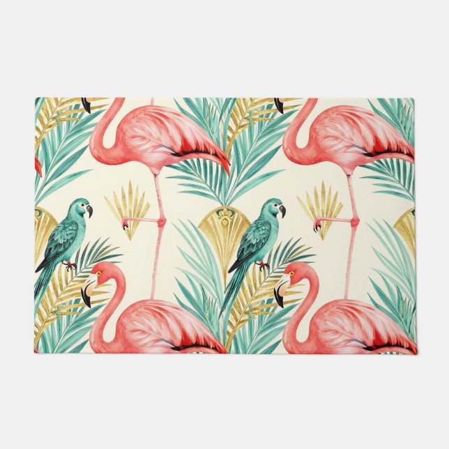 Paillasson Perroquet Flamant Tropical Jungle (Devant)