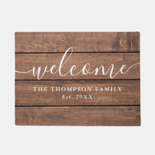Paillasson Personalised Family Name Rustic Wood