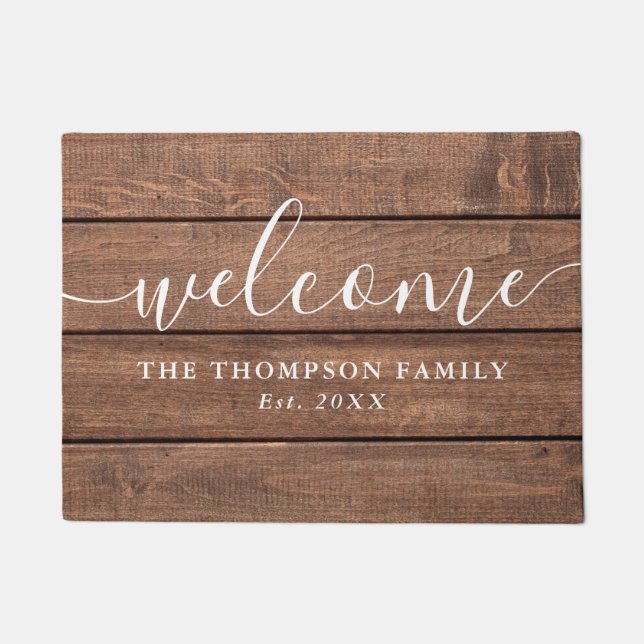 Paillasson Personalised Family Name Rustic Wood (Devant)