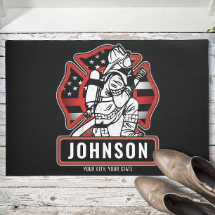 Paillasson Personalized Firefighter Fire Dept Patriotic Flag 