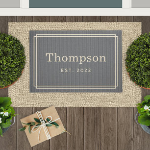 Paillasson Personalized Gray Beige Family Last Name Monogram