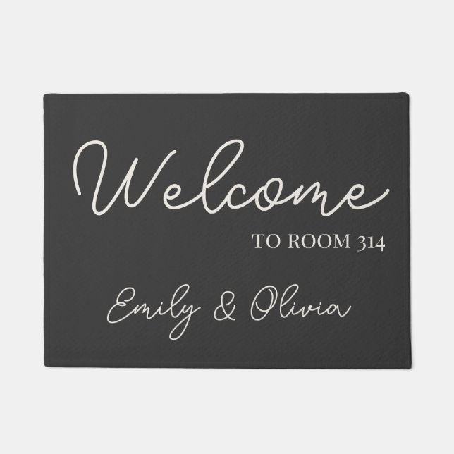 Paillasson Personalized Gray Ivory Dorm Doormat with Names (Devant)