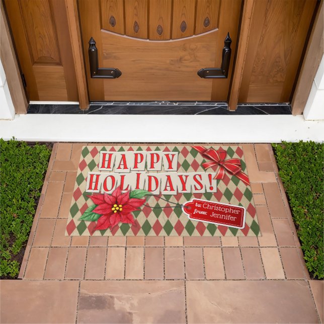 Paillasson Personnalisable Happy Holidays Papier d'enveloppem (De plein air)