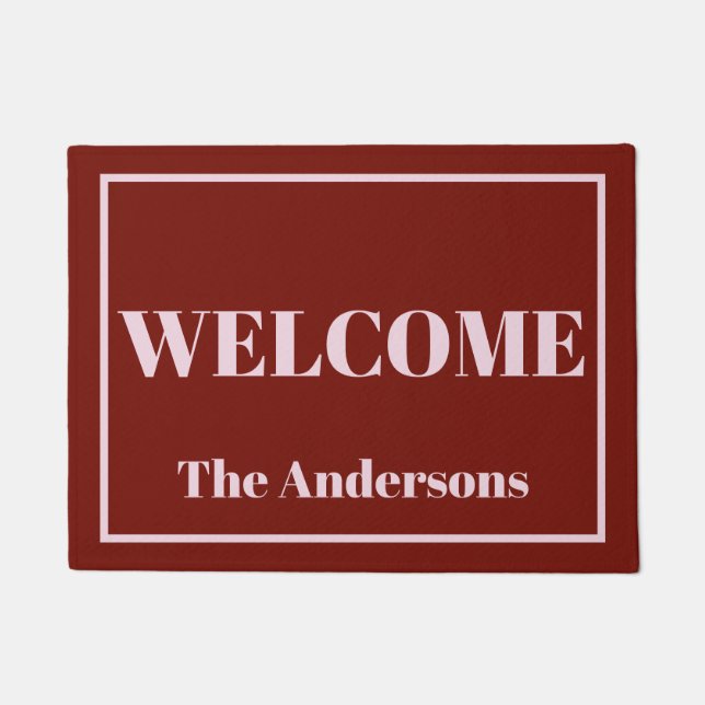 Paillasson Personnalisé Bold Modern Cranberry et Pink (Devant)