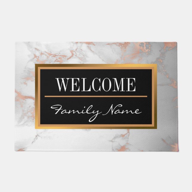 Paillasson Personnaliser de luxe en marbre blanc rose Parties (Devant)